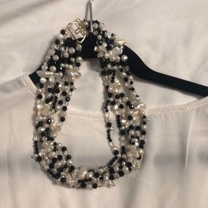 Multiple strand pearl and bead necklace